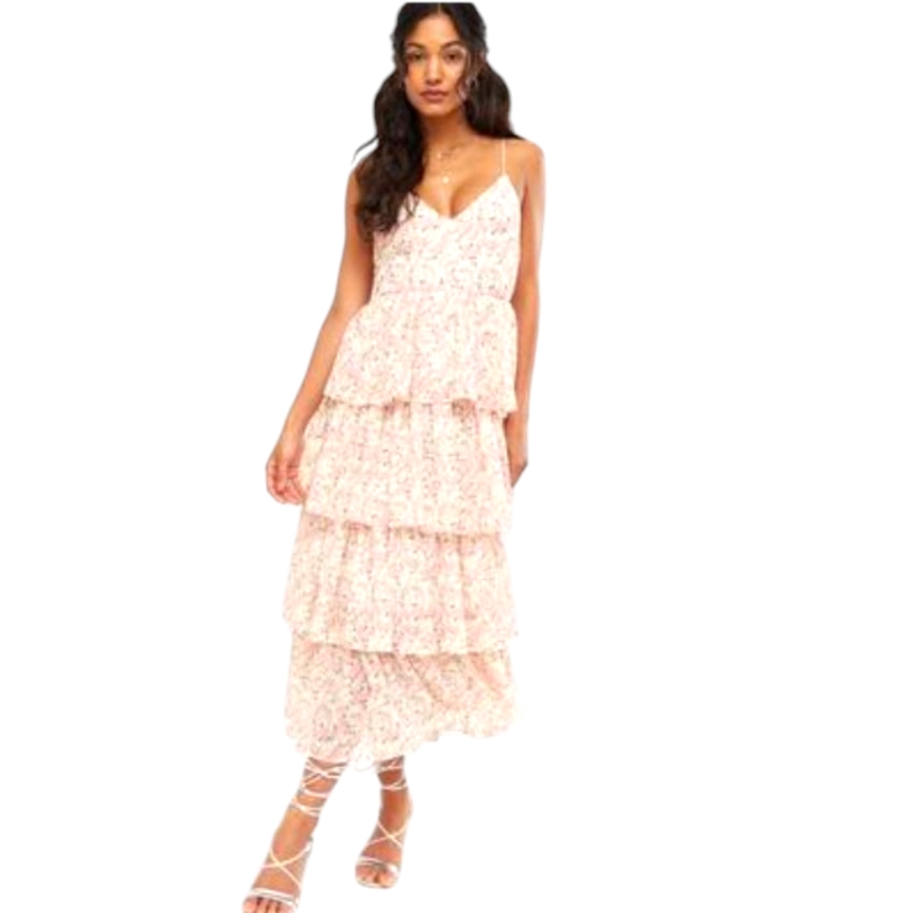 NWOT JUST ME Floral Lace & Sequin Tiered Dress Size M
